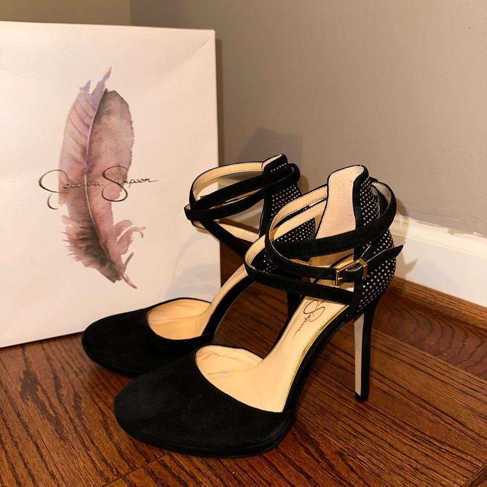 Jessica Simpson Elegant Black Suede Stiletto Heels